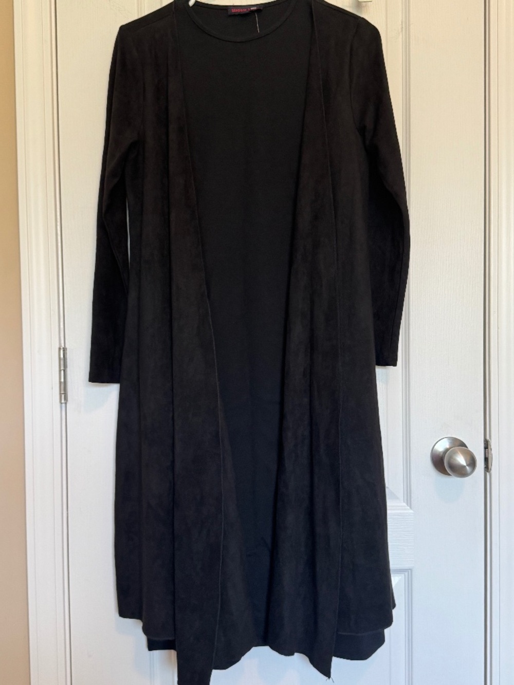 Madison & Park Black Layered 2-in-1 Duster Dress Long Sleeve Midi XS